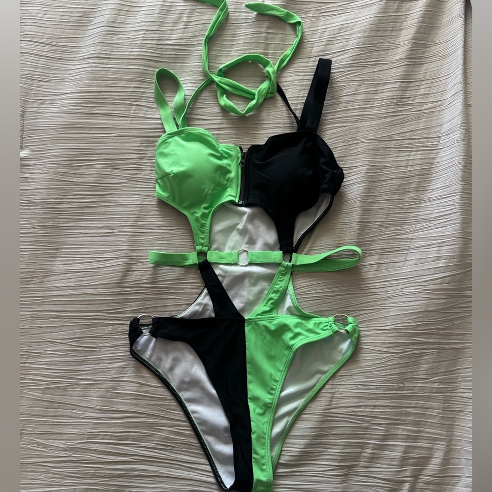Color Block Cut Out One Piece